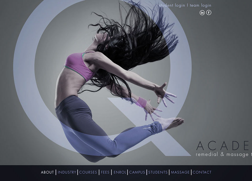 A blow-up image of the Q Academy website home page