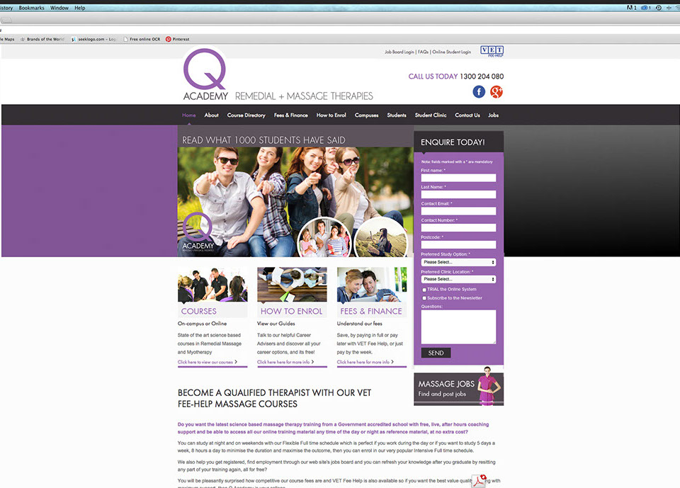 Image of the Q Academy website home page
