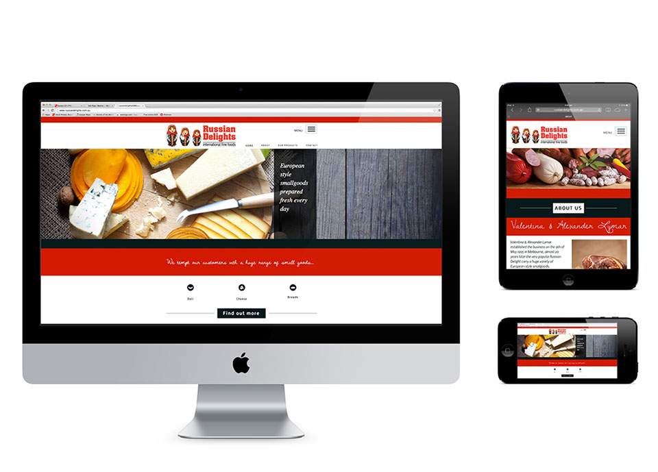 Image showing pesponsive artwork of the website for Russian Delights
